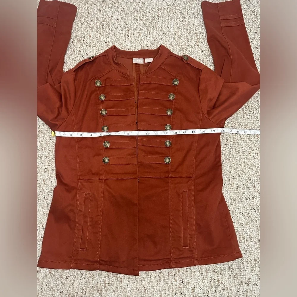 Chico’s Brown Military Field Jacket with Stand-Up Collar size 4/6 - Picture 12 of 12